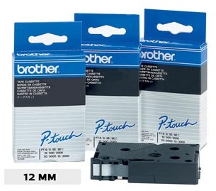 Brother labelprinter tape TC-201 voor P Touch 12 mm zwart/wit