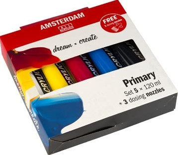 Amsterdam acrylverf primair 120 ml 5 tubes + 3 tuiten-3