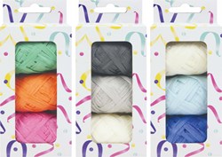 Lint raffia assorti: oranje groen & roze