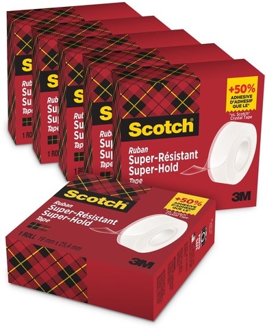 Plakband Scotch 700 Super Hold 19mmx25.4m transparant. Pak van 6 stuks