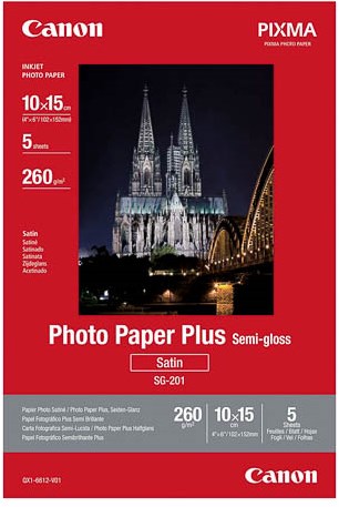 1686B072 CANON Plus photo paper 10x15cm 5sheet white SG201 silk gloss