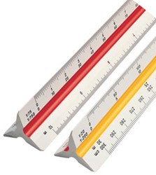 Driekantige schaallat Rotring 1:20; 1:25; 1:50; 1:75; 1:100 en 1:125
