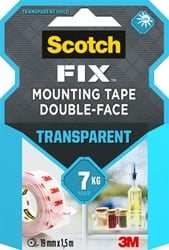 Dubbelzijdige plakband Scotch montage 19mmx1.5m transparant