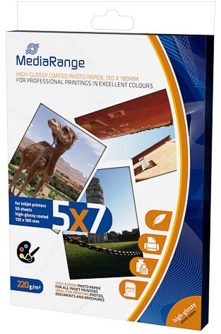 MRINK114 MEDIARANGE photo paper 13x18cm 50sheet white 220gr coated high gloss