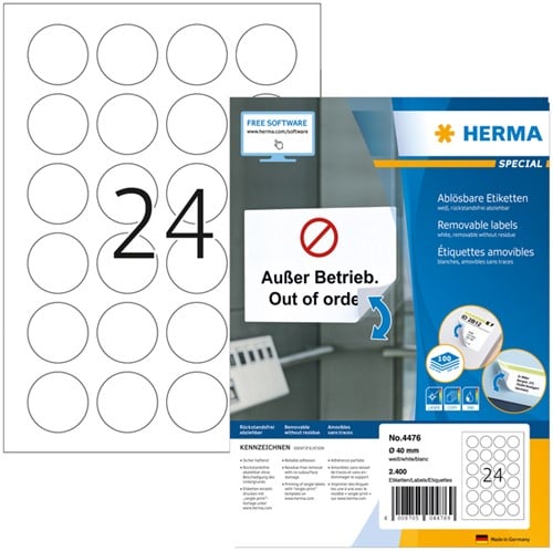 Herma etiketten 4476 40mm 2400st