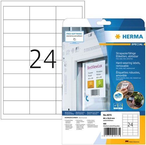 Herma etiketten 4573 66x33.8mm 480st wit