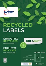 Avery etiket LR7160-100 63.5x38.1mm recycled wit 2100stuks