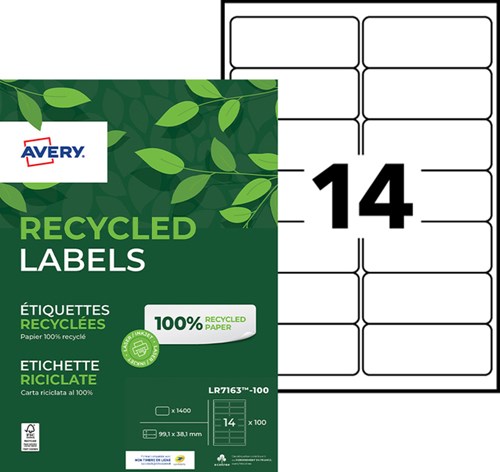 Avery etiket LR7163-100 99.1x38.1mm recycled wit 1400stuks-2