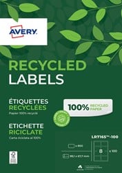 AVERY gerecycleerde laseretiketten QuickPEEL ft 99,1 x 67,7 mm, 800 stuks, 8 per blad