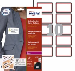 Naambadge Avery etiketten L4786-20 80x50mm rood kader 200stuks