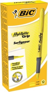 Bic overlijner Brite Liner Grip geel doos van 12 stuks