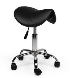 Ergonomische kruk op wielen zonder rugleuning lage gasveer zwart