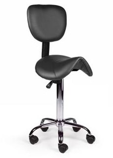 Zadelkruk Office rugleuning medium harde wielen zw