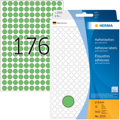 Herma etiketten 2215 rond 8mm groen 5632stuks-2
