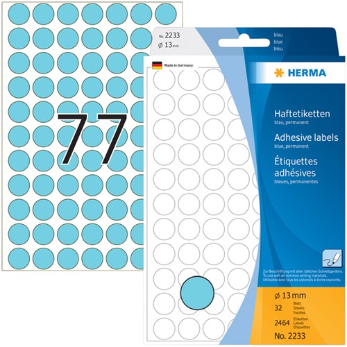 Etiket Herma 2233 rond 13Mm blauw-2