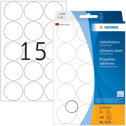 Herma etiketten 2270 rond 32mm wit 480stuks-2