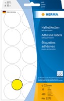 Herma etiketten 2271 rond 32mm geel 480stuks