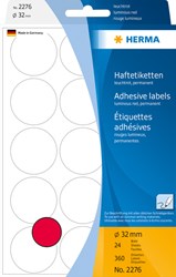 Herma etiketten 2276 rond 32mm fluor rood 360stuks