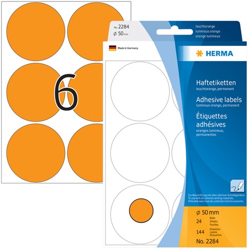 Herma etiketten 2284 rond 50mm fluor oranje 144st-2