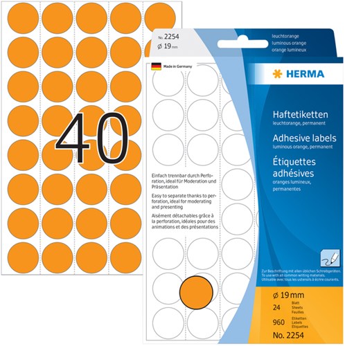 Herma etiketten 2254 rond 19mm fluor oranje 960stuks-2