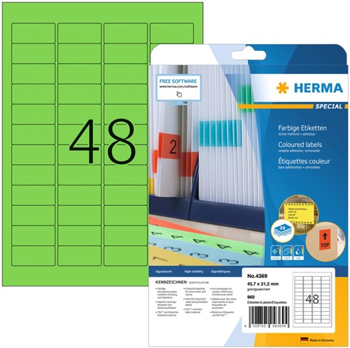 Herma etiketten 4369 45.7x21.2mm verwijderbaar groen 960stuks
