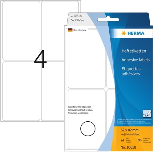 Herma etiketten 10618 52x82mm verwijderbaar 128stuks