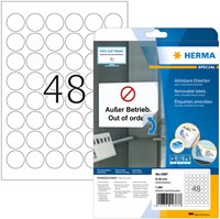 Herma etiketten 4387 rond 30mm verwijderbaar wit 1200stuks