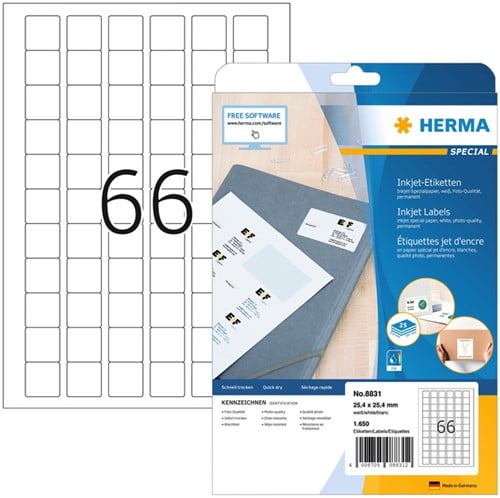 Herma etiketten 8831 25.4x25.4mm mat wit 1650stuks