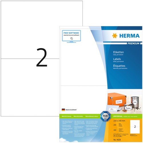 Herma etiketten 4628 210x148mm A5 premium wit 400stuks