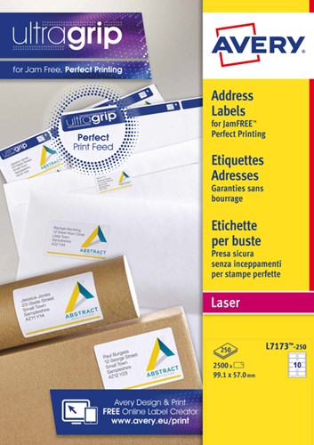Avery etiketten L7173-250 99.1x57mm wit 2500stuks