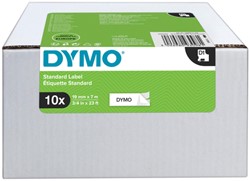 Dymo D1 labels 45803 19mm x 7m zwart op wit overdoos van 10 rol