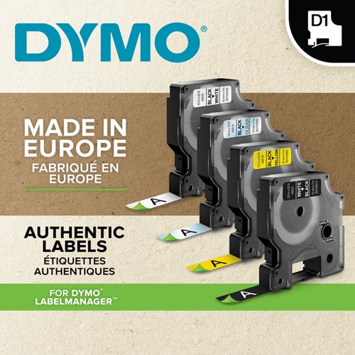 Dymo D1 labels 45803 19mm x 7m zwart op wit overdoos van 10 rol-2