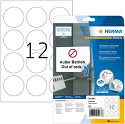 Herma etiketten 5067 rond 60mm verwijderbaar wit 300stuks