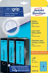 AVERY Printbare rugetiketten 'Block Out ft 19,2 x 6,1 cm, doos van 20 blad, 80 stuks, blauw