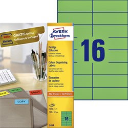 Avery etiketten Zweckform 3454 105x37mm groen 1600stuks