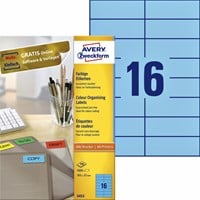 Avery Etiketten ILC ft 105 x 37 mm, 1600 etiketten per doos, 16 per blad, kleur: blauw