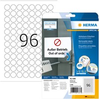 Herma etiketten 4386 rond 20mm verwijderbaar wit 2400stuks
