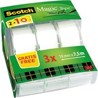 Onzichtbaar plakband Scotch Magic 810 19mmx7.5m +afroller