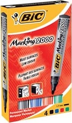 Bic permanent marker 2000-2300 etui van 4 stuks in geassorteerde kleuren, schrijfbreedte 1,7 mm, ronde...