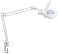 Loeplamp met LED licht en tafelklem wit MAUL Viso-3