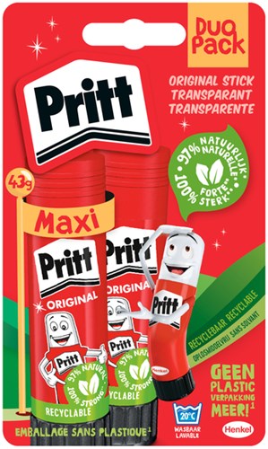 Pritt stift 43gr kindvriendelijk uitwasbaar 2 stuks