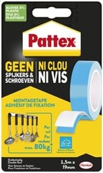Montagetape Pattex Ft 19 mm x 1,5 m draagt tot 80 kg