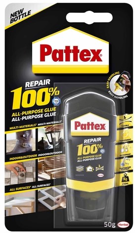 Lijm Pattex 100% tube 50gram op blister