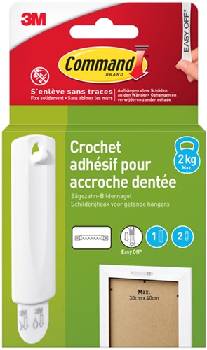 Schilderijhaakje met zaagtanden in het wit