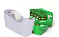 Plakbandhouder Scotch C18 lavendel + 6rol magic tape 19mmx33m