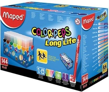 Maped Viltstift Color'Peps 144 stiften in een kartonnen doos classpack