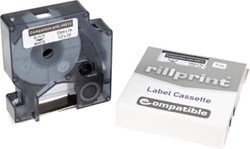 Rillprint compatible D1 tape voor Dymo 45013 12 mm zwart op wit