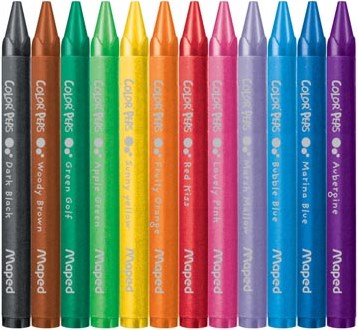 Maped waskrijt Color'Peps Wax, doos van 12 stuks in geassorteerde kleuren-2