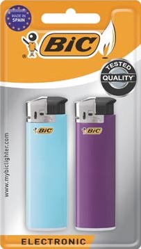 BIC Maxi elektronische aansteker, geassorteerde kleuren, blister van 2 stuks