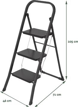 Huishoudtrap zwart 3 treden BRASQ SL300-2